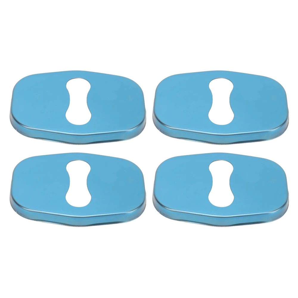 4PCS Door Lock Striker Cover Stainless Steel Strong Protection Replacement for Peugeot 208 308 408 508 2008 3008 Blue