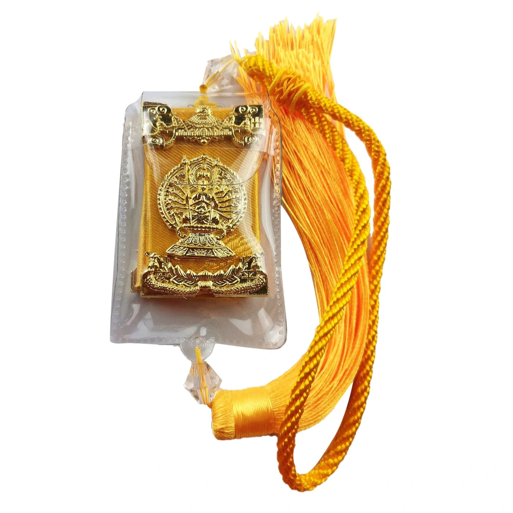 Great Compassion Mantra Scripture Car Pendant Buddhist Charms Rearview Mirrorr Decoration Hanging Ornaments Yellow