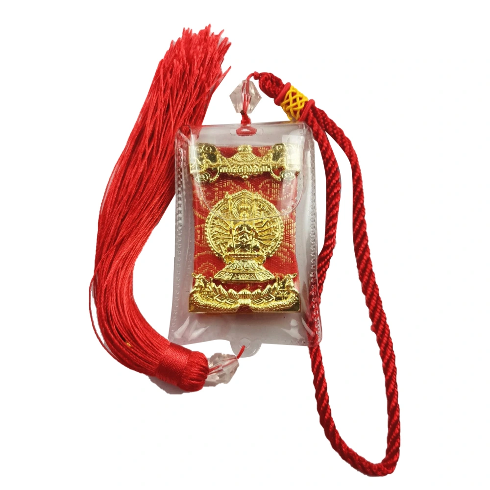 Great Compassion Mantra Scripture Car Pendant Buddhist Charms Rearview Mirrorr Decoration Hanging Ornaments Red