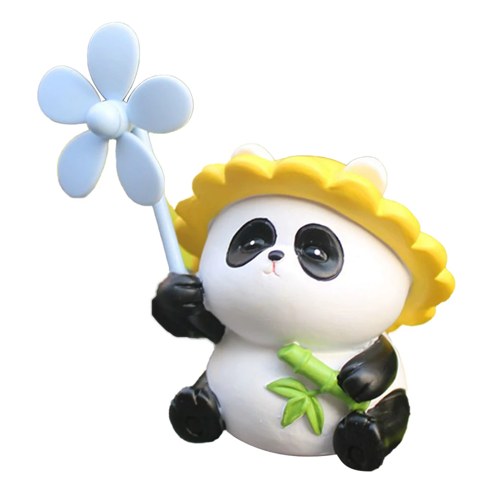 Panda Ornament Cute Rugged Durable High Strength Panda Windmill Decoration for Car Electric Motorcycle Strap Type