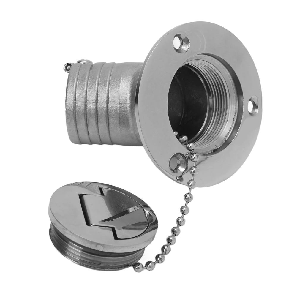 Angled Boat Deck Fill Cap 316 Stainless Steel Marine Deck Water Fuel Fill Cap for Yacht Fishing Boat Speedboat RV 1.5inch