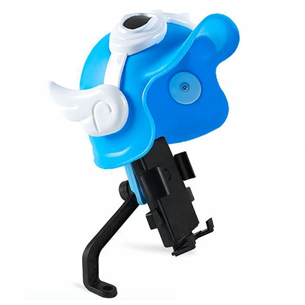 Motorcycle Phone Holder Cute Helmet Look Shock Proof Adjustable Angle Phone Mount Navigation Bracket for Electric Bike Blue Side Mirror Style Small Size