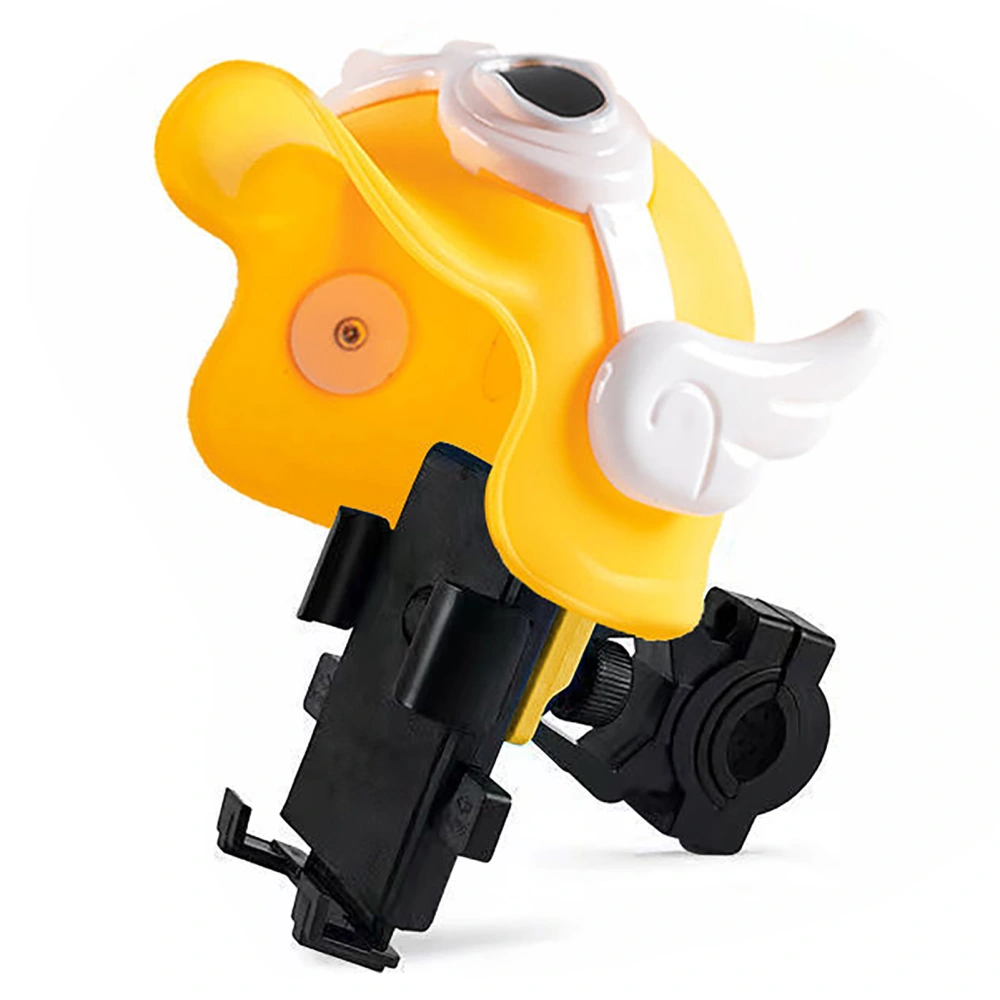 Motorcycle Phone Holder Cute Helmet Look Shock Proof Adjustable Angle Phone Mount Navigation Bracket for Electric Bike Yellow Handlebar Style Small Size