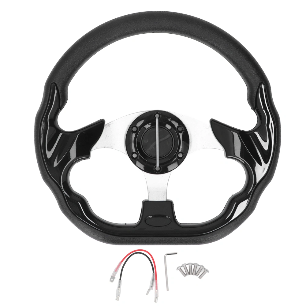 13in Steering Wheel Black PU Leather Racing Style Comfortable Grip Modification Steering Wheel Replacement for Car
