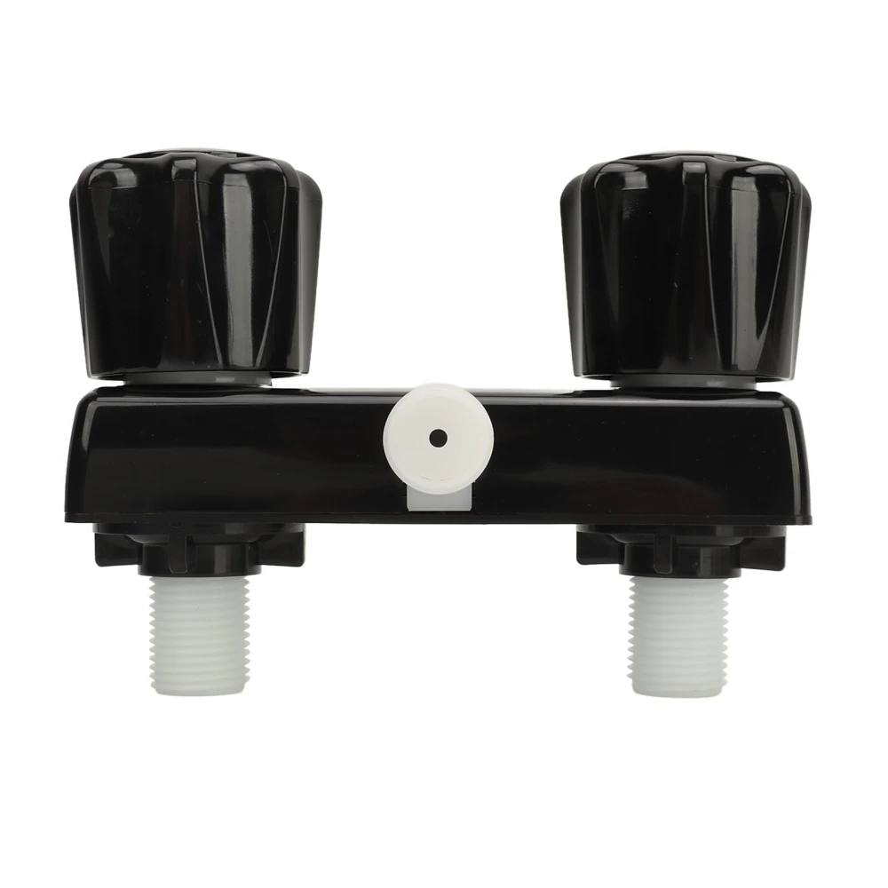 RV Shower Valve Diverter Easy to Install Shower Faucet with 2 Knobs for Boat Wagon Black Base