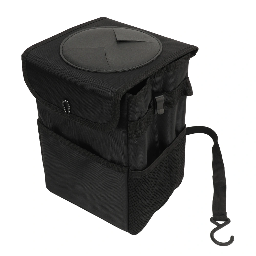 Car Trash Can with Lid Garbage Hanging Bag with Storage Pockets Collapsible Portable Car Garbage Bin S 175x145x245mm