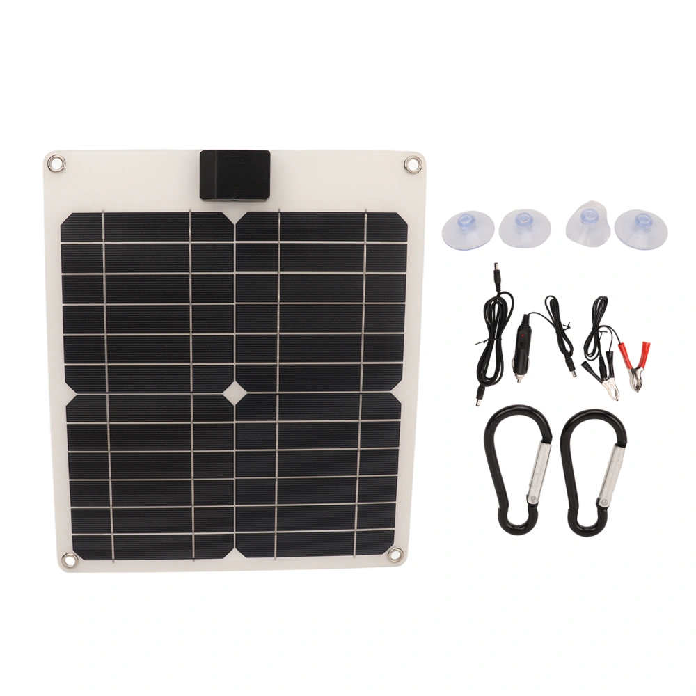 Solar Panel Kit 15W Dual Output Waterproof Monocrystalline Solar Battery Charger Panel for Car Boat Trailer RV 5V 12V White