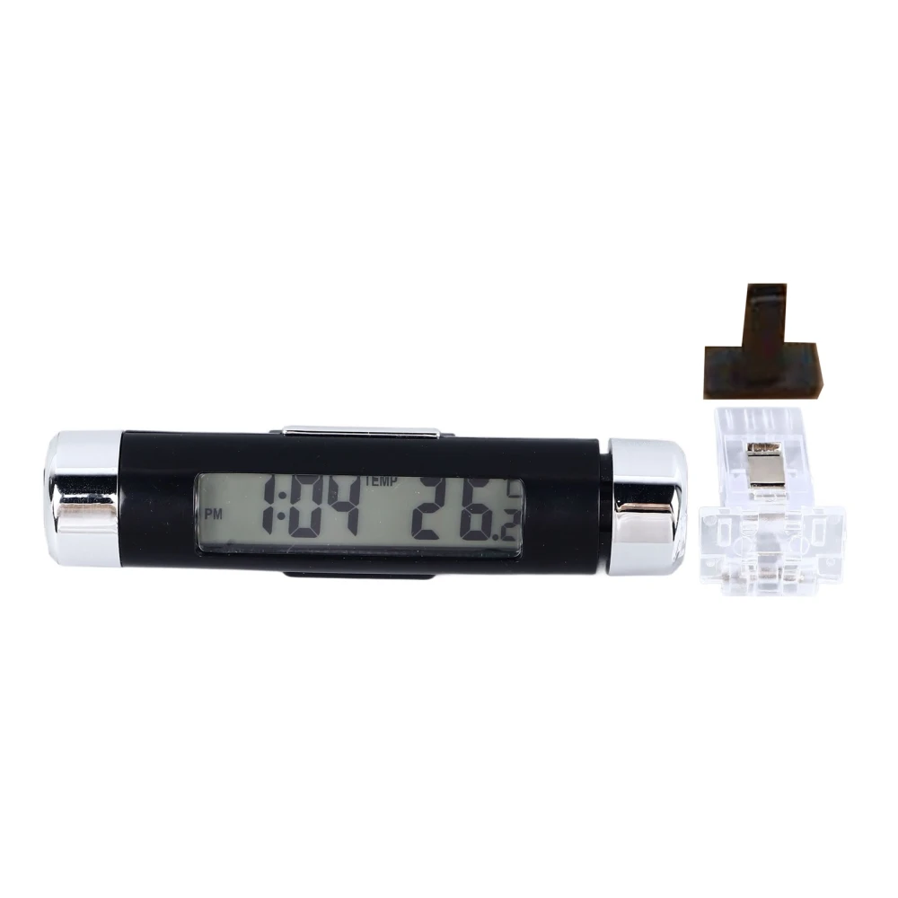 Car Air Vent Clock 2 in 1 Multifunctional Clip On Digital Thermometer Clock with LED Backlight