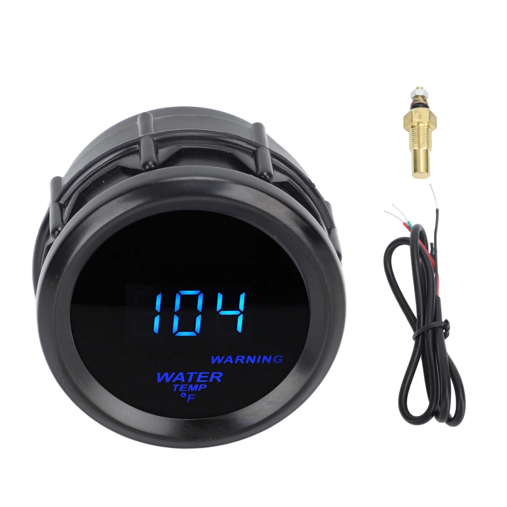 Water Coolant Temperature Gauge 2in Glossy Black Blue Light 104 to 248°F Digital Display Water Temperature Meter 12V