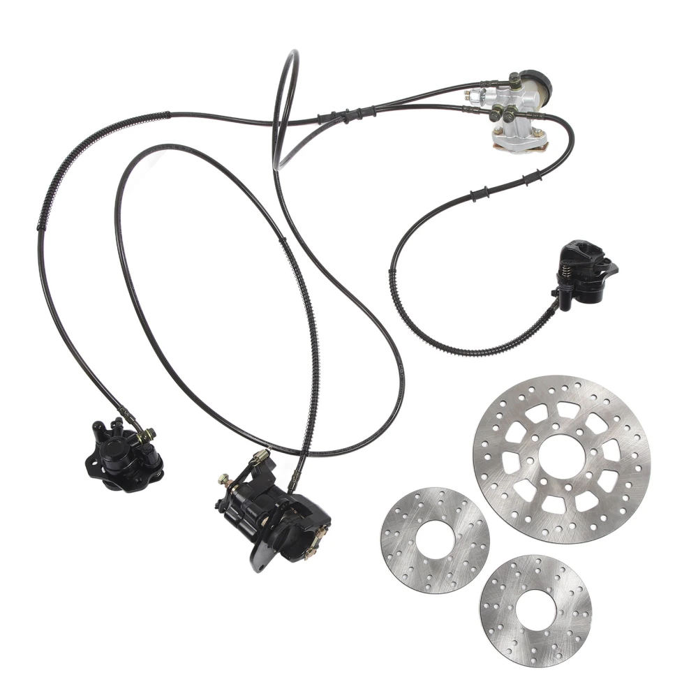 Brake Master Cylinder Kit Hydraulic Disc Brake Set with 3 Brake Discs for 150CC Go Kart ATV Modifications