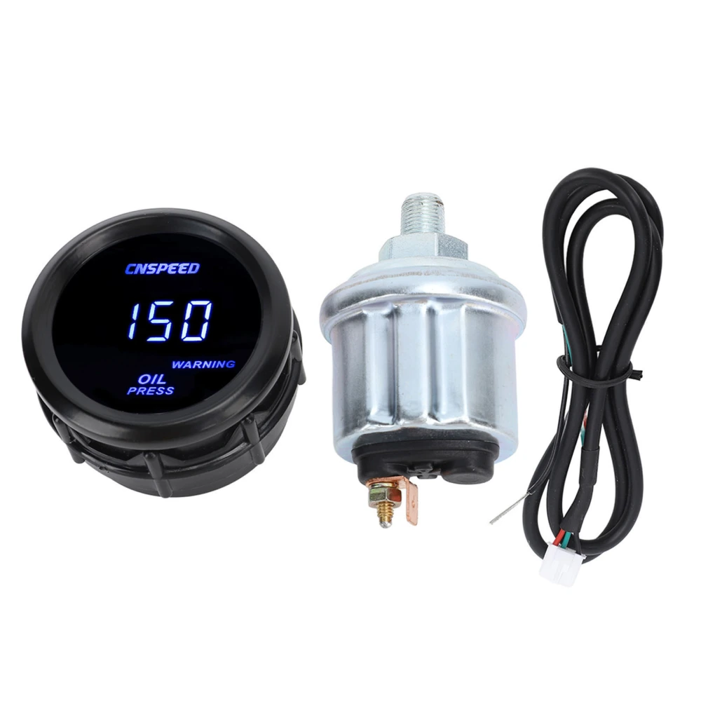 52mm Digital Oil Pressure Gauge Oil Press Meter with Blue Back Light Universal Fit for 12v Vehicle