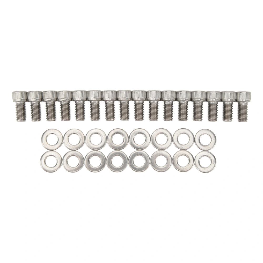 16PCS Stainless Steel Cylinder Head Bolts Kit Replacement for Ford Small Block SBF 260 289 302 351W 351M 400M 351C