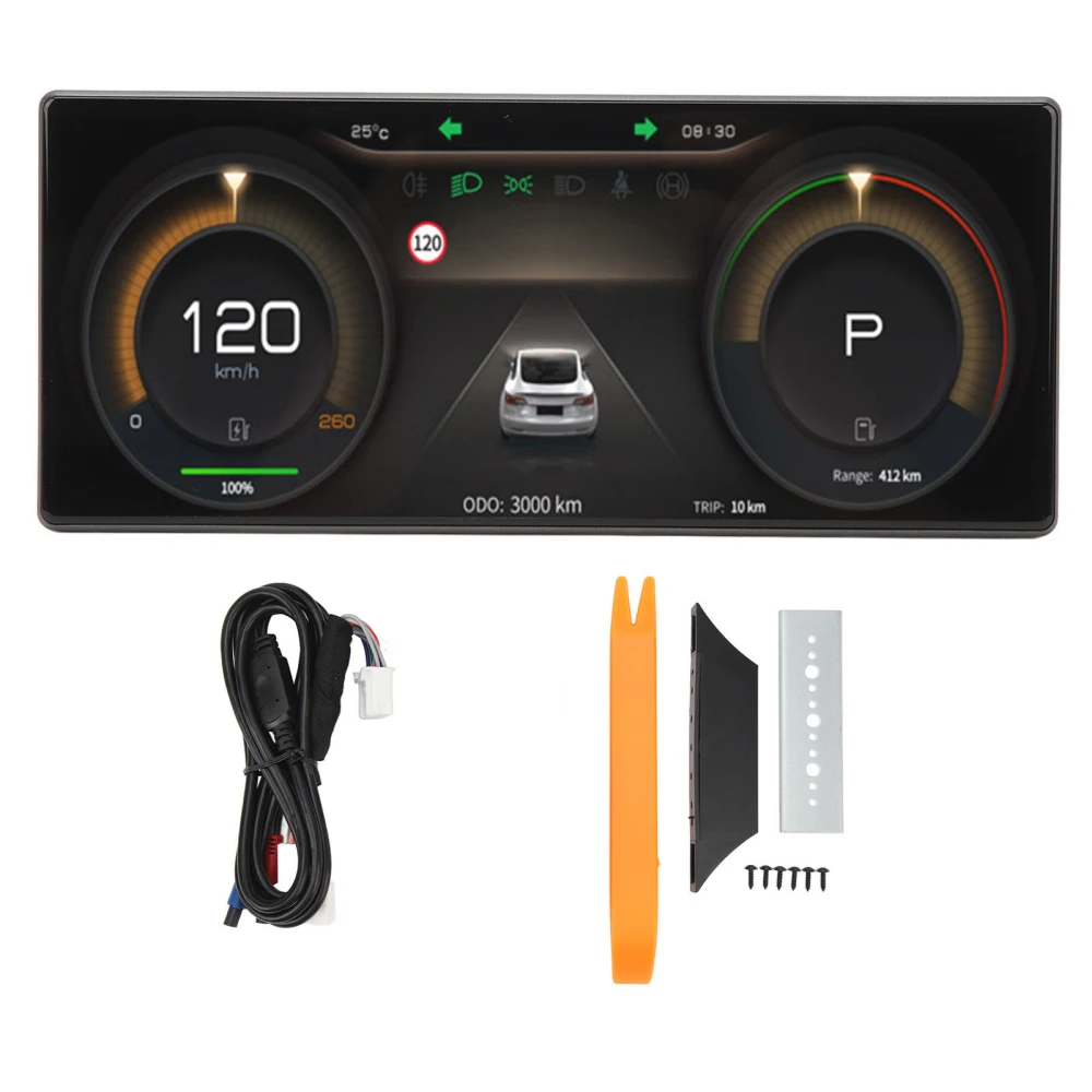 9in IPS Screen Car Dashboard Display HUD LCD Instrument Cluster Replacement for Tesla Model 3 Y Intel Atom Processor