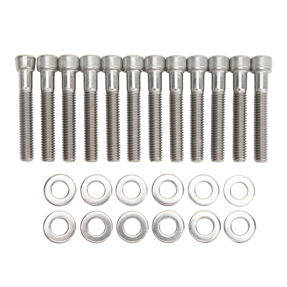 Cylinder Head Bolts Kit Hardened 304 Stainless Steel Polished Replacement for FORD SMALL BLOCK SBF 289 302 5.0L 351W