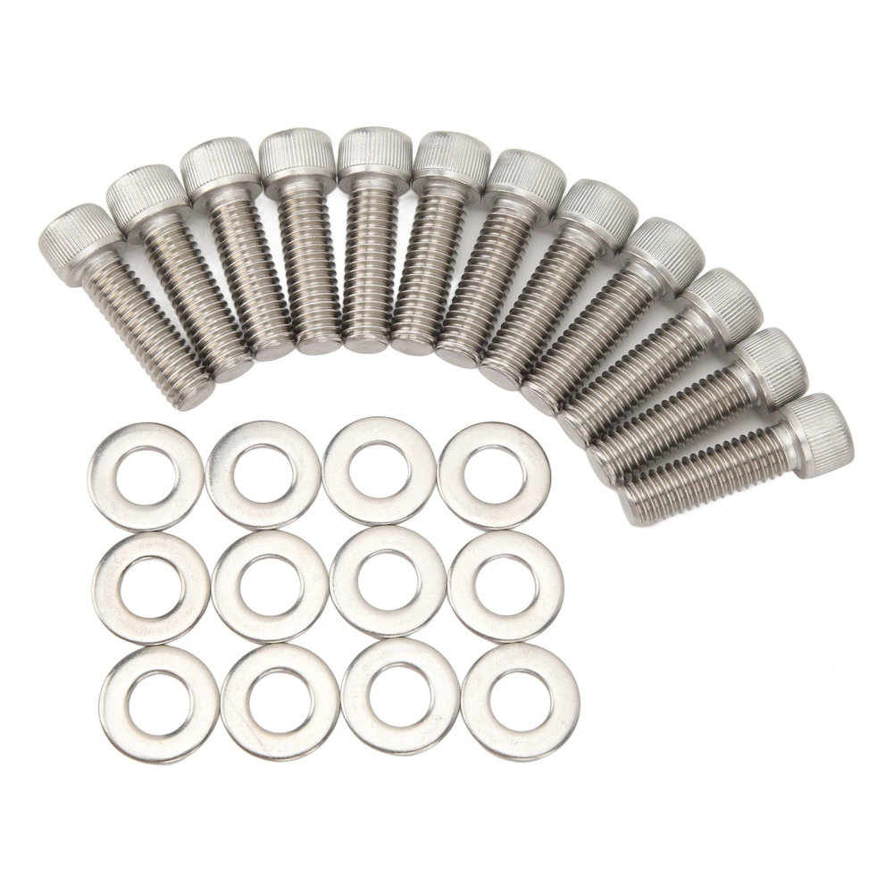 12Pcs Head Bolts Set Stainless Steel Cylinder Head Fasteners Bolts Replacement For Chevy Small Block 283 327 350 383 400 TPI