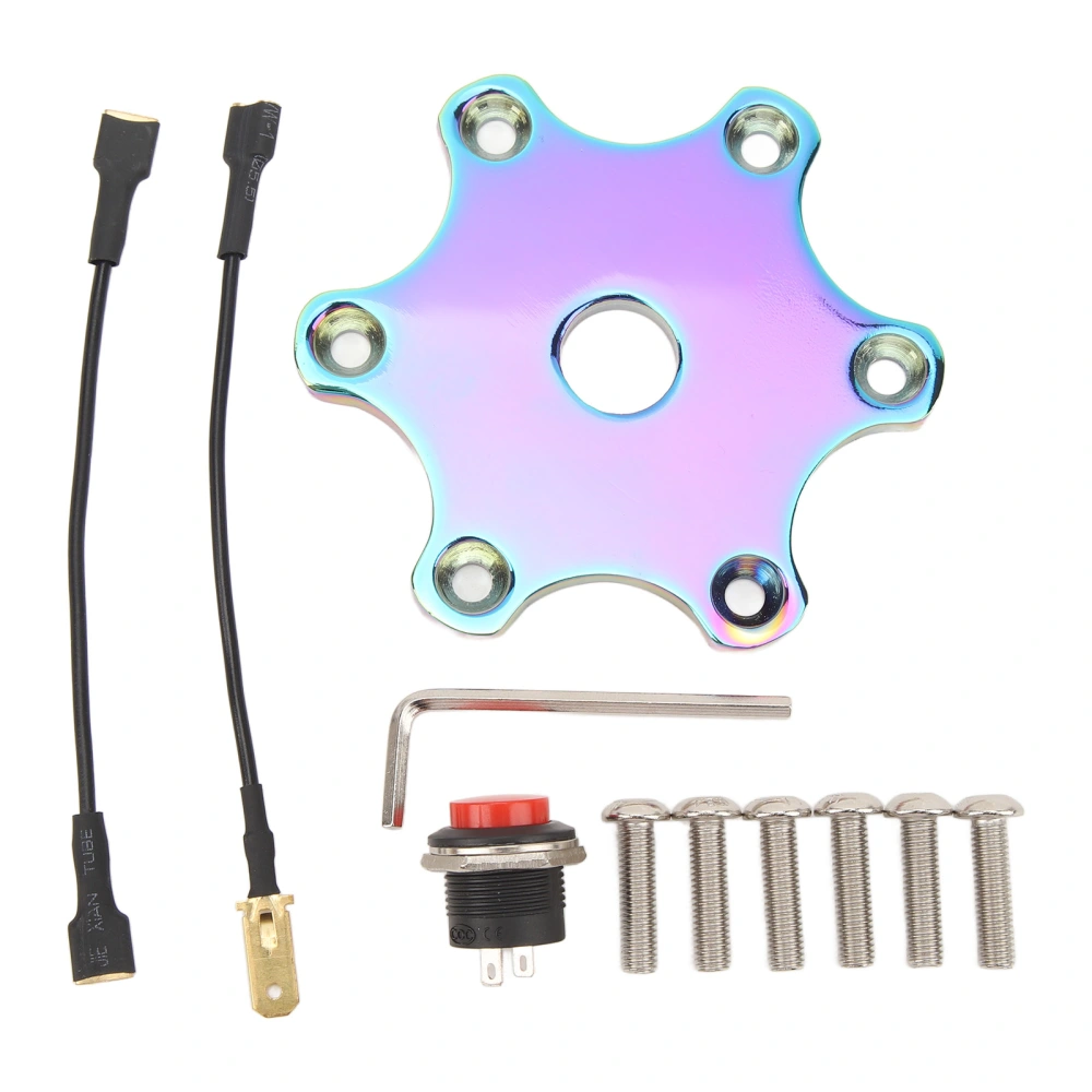75MM Steering Wheel Horn Button Cover Hexagonal Horn Push Button Plate Kit Universal for 6 Bolts Steering Wheel