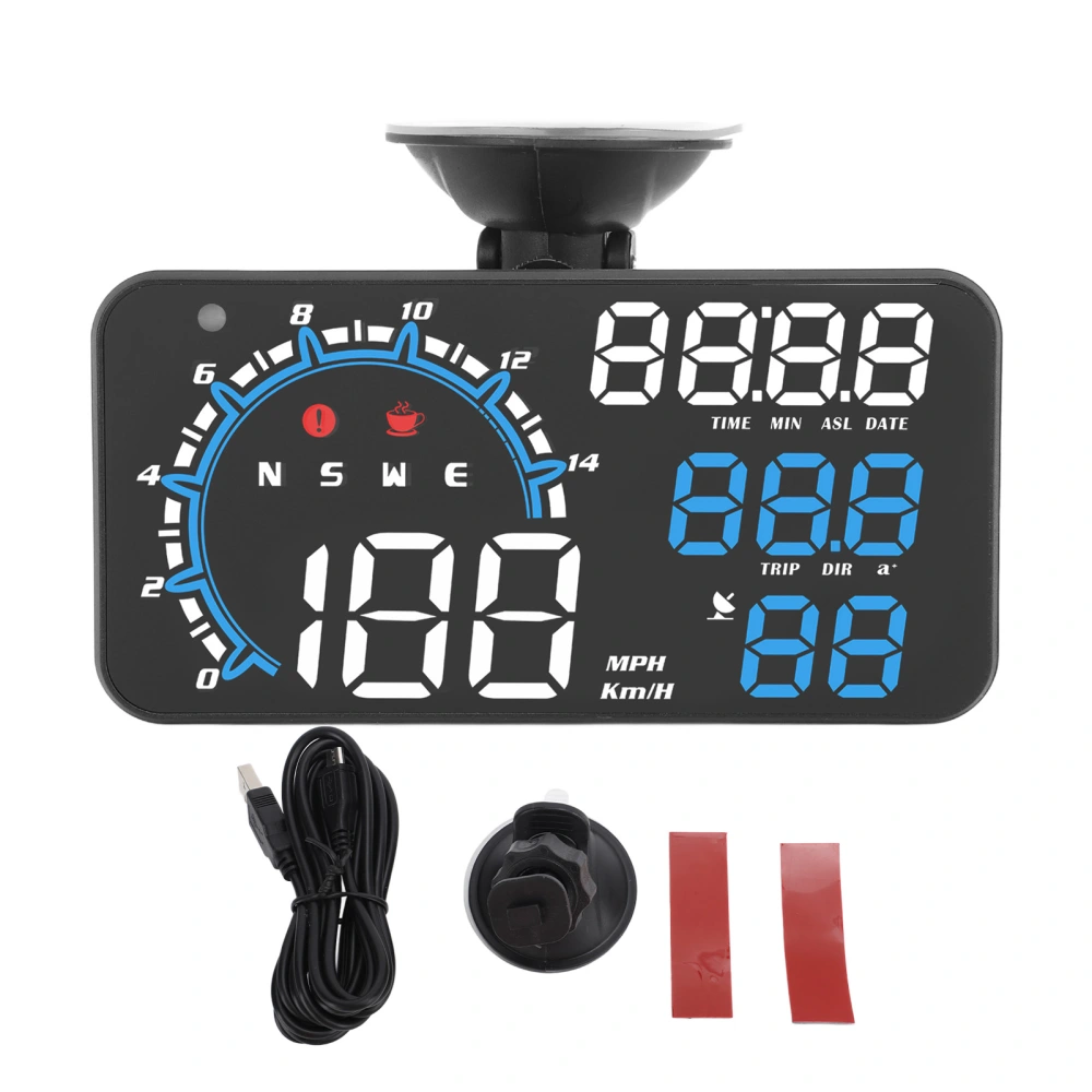 GPS Speedometer Speed Alarm Fatigue Driving Reminder Rugged HD Display HUD Display Universal for Car Blue White