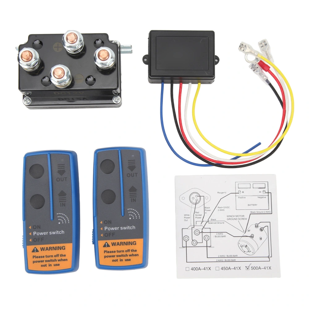 Wireless Winch Remote Control Kit 500A Winch Solenoid Relay Contactor for 8000lbs to 12000lbs ATV UTV Winch DC 12V