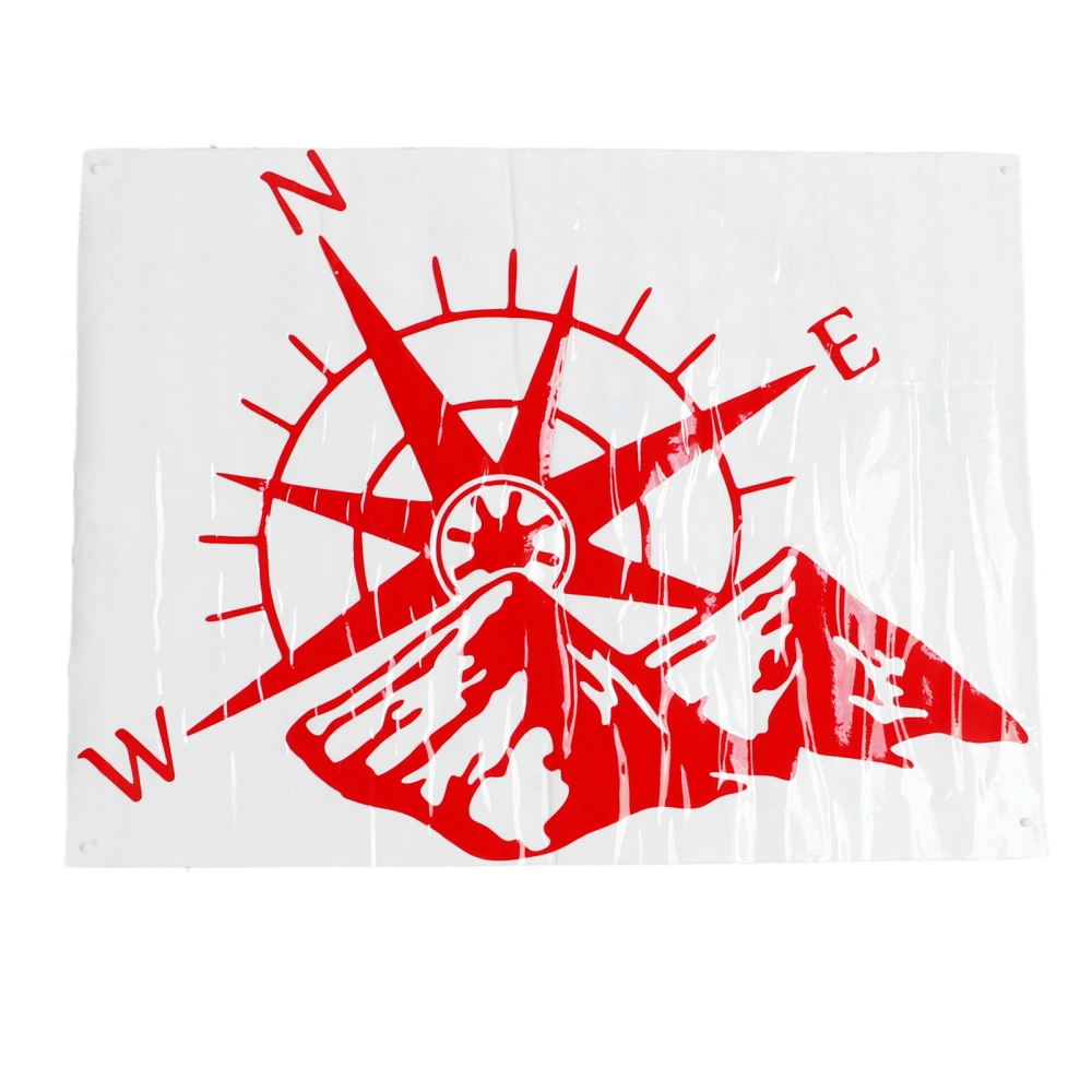 Car Rear Window Sticker Decorative Strong Adhesion Colorfast Car Mountain Compass Pattern Decals Universal for Car Red/60x45cm/23.6x17.7in