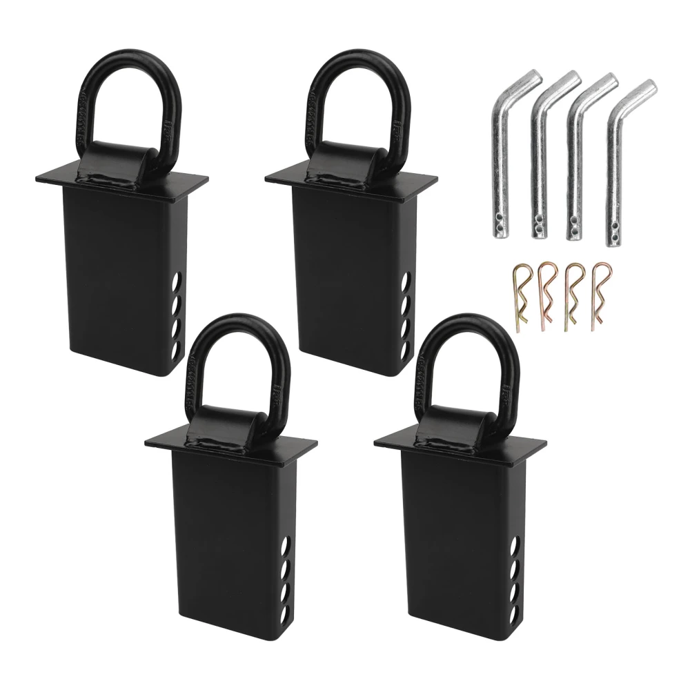 4pcs D Ring Stake Pocket Tie Down Black Removable Heavy Duty Rugged For Utility Trailers Flatbeds Cargo Trucks with Hitch Pin