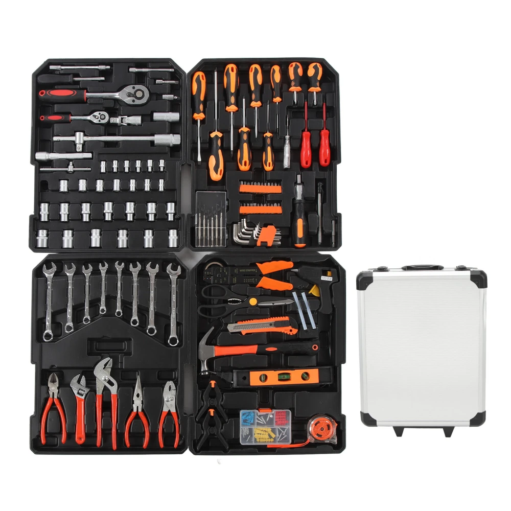 163PCS Trolley Case Tool Set Portable Muftifunction Toolbox Kit for Automobile Motorcycle Repair