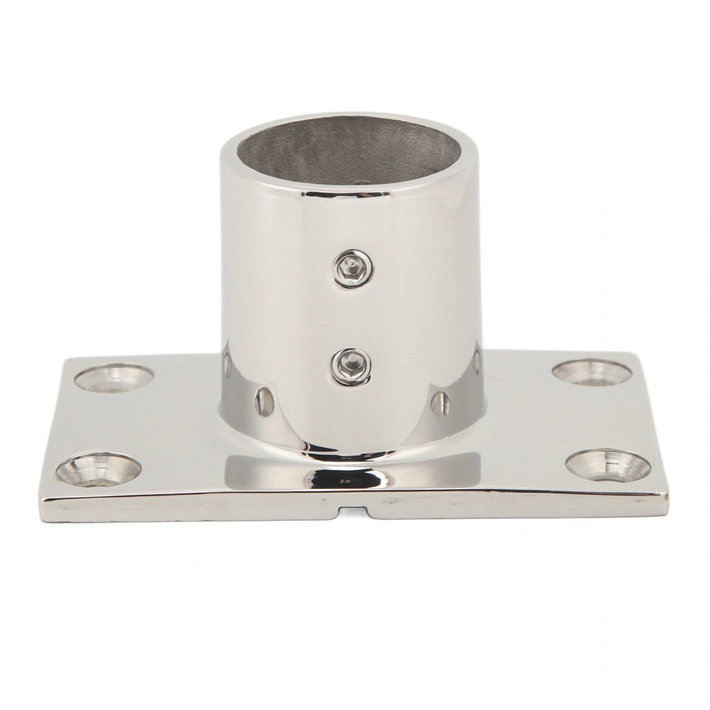 Boat Handrail Fitting Rectangular Base Silver Rugged Rustproof Boat Deck Handrail Rectangular Base for Boat Marine Yacht 90°22MM/0.9in