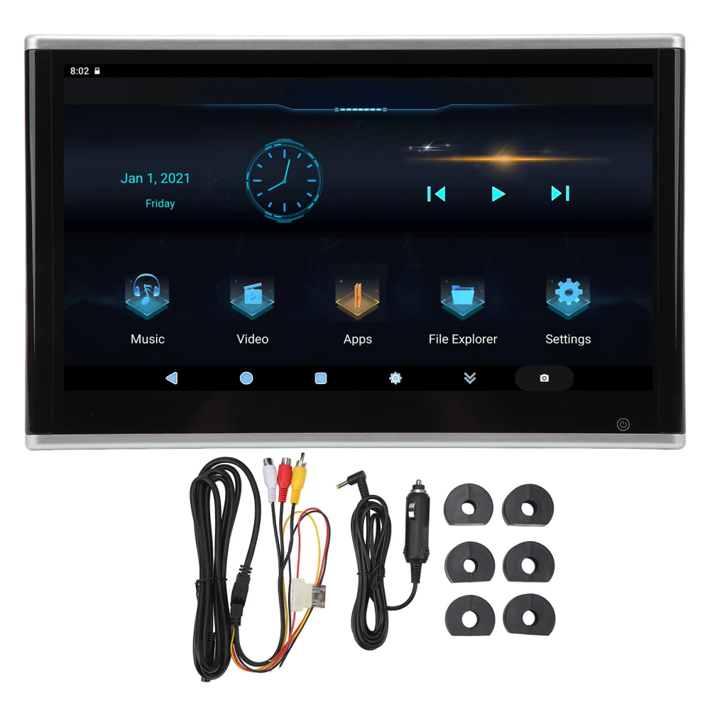 11.6in Car Headrest Monitor Tablet Wireless Mirroring Touch Screen 2G RAM 32G ROM Back Seat Multimedia Player with Ambient Lighting