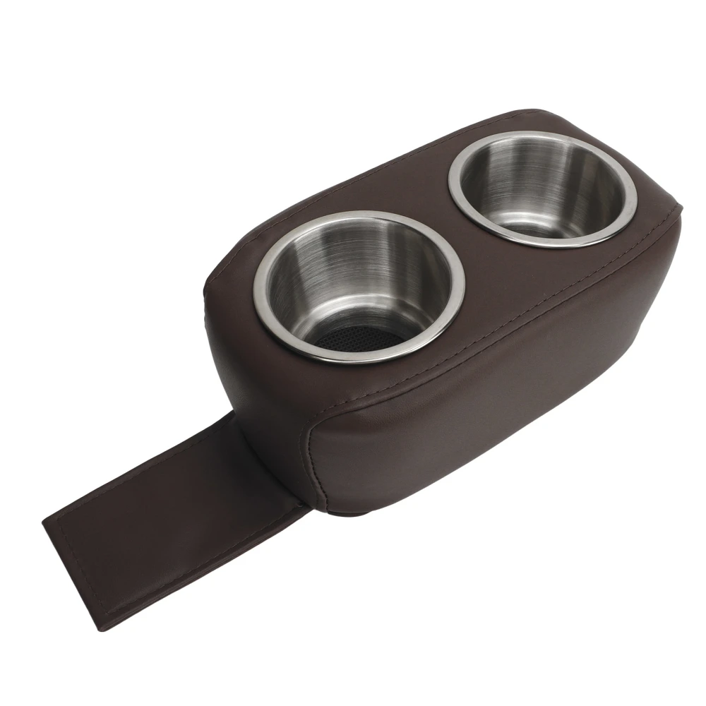 Pontoon Cup Holder With Double Stainless Steel Cup Holder Portable Drink Bottle Holder for RV Yachet Boat Car Brown