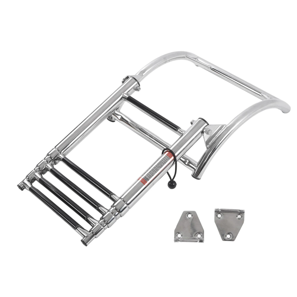 Boat Dock Ladder 4 Steps 304 Stainless Steel Polished Finish Folding Deck Ladder for Sailboats Marine Yacht Swimming Pool