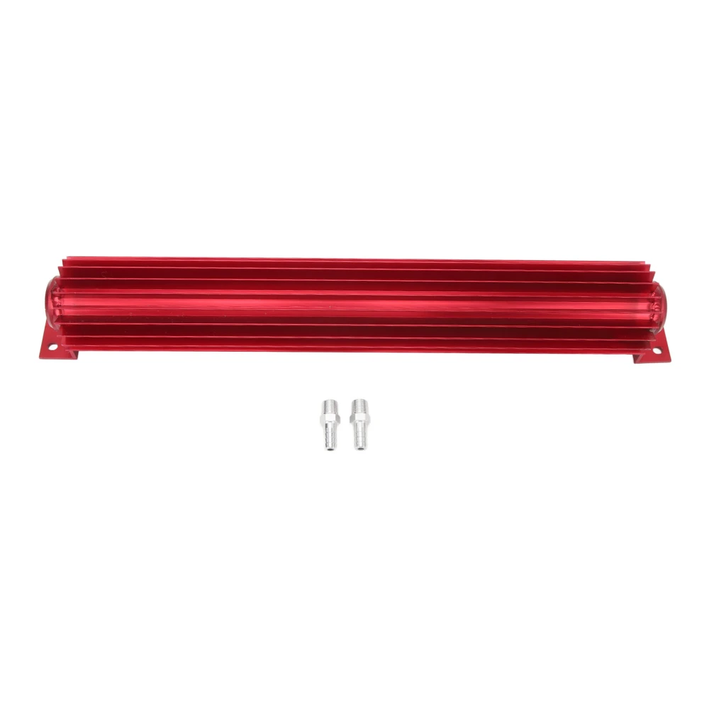 18in Aluminum Finned Transmission Oil Cooler Fast Cooling Anodized Universal Fit for Car Truck Red