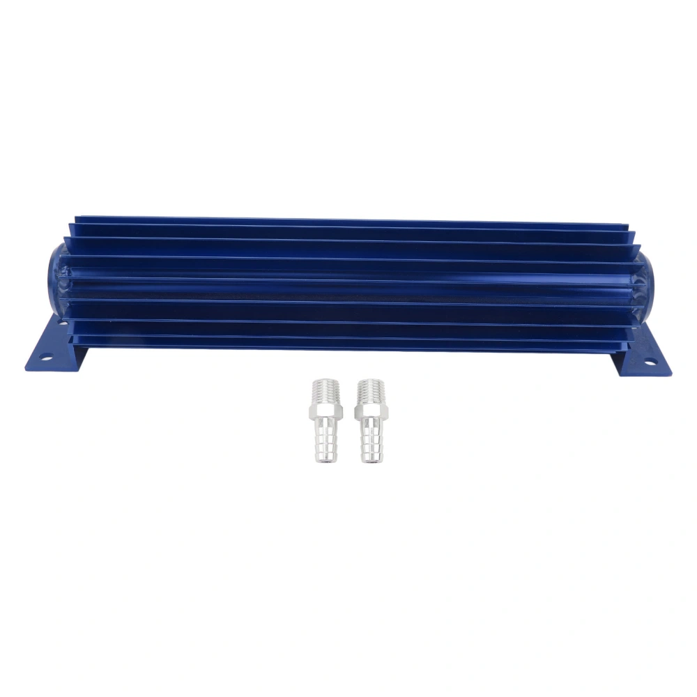 12in Transmission Dual Channel Cooler Aluminum Finned Anodize Dual Pass Transmission Heat Sink Universal Fit for Car Truck Blue