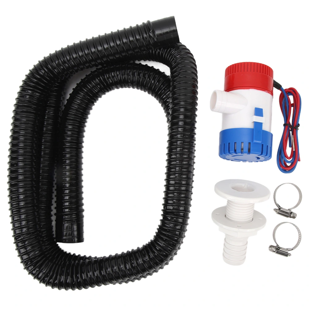 1100GPH Bilge Pump Hose Plumbing Kit DC12V Black Marine Bilge Pump Plumbing Kit With 1‑1/8 Inch Drain Pipe for RV Yachts