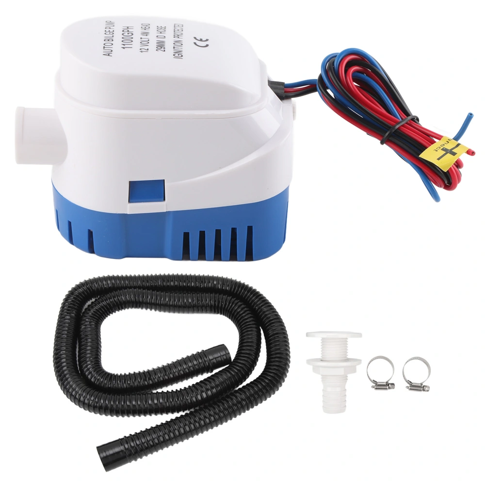 Boat Bilge Pump and Installation Kit DC12V 1100gph Bilge Pump with 1‑1/8 Outlet Hose for RV Yachet