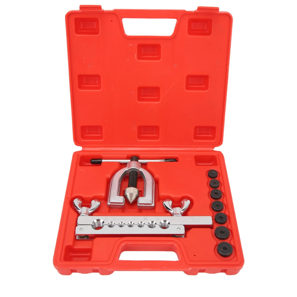 9Pcs Flaring Tool Kit Highly Efficient Rugged Reliable Double Flaring Tool Kit for Brake Line Air Conditioning Brass Line HAVC