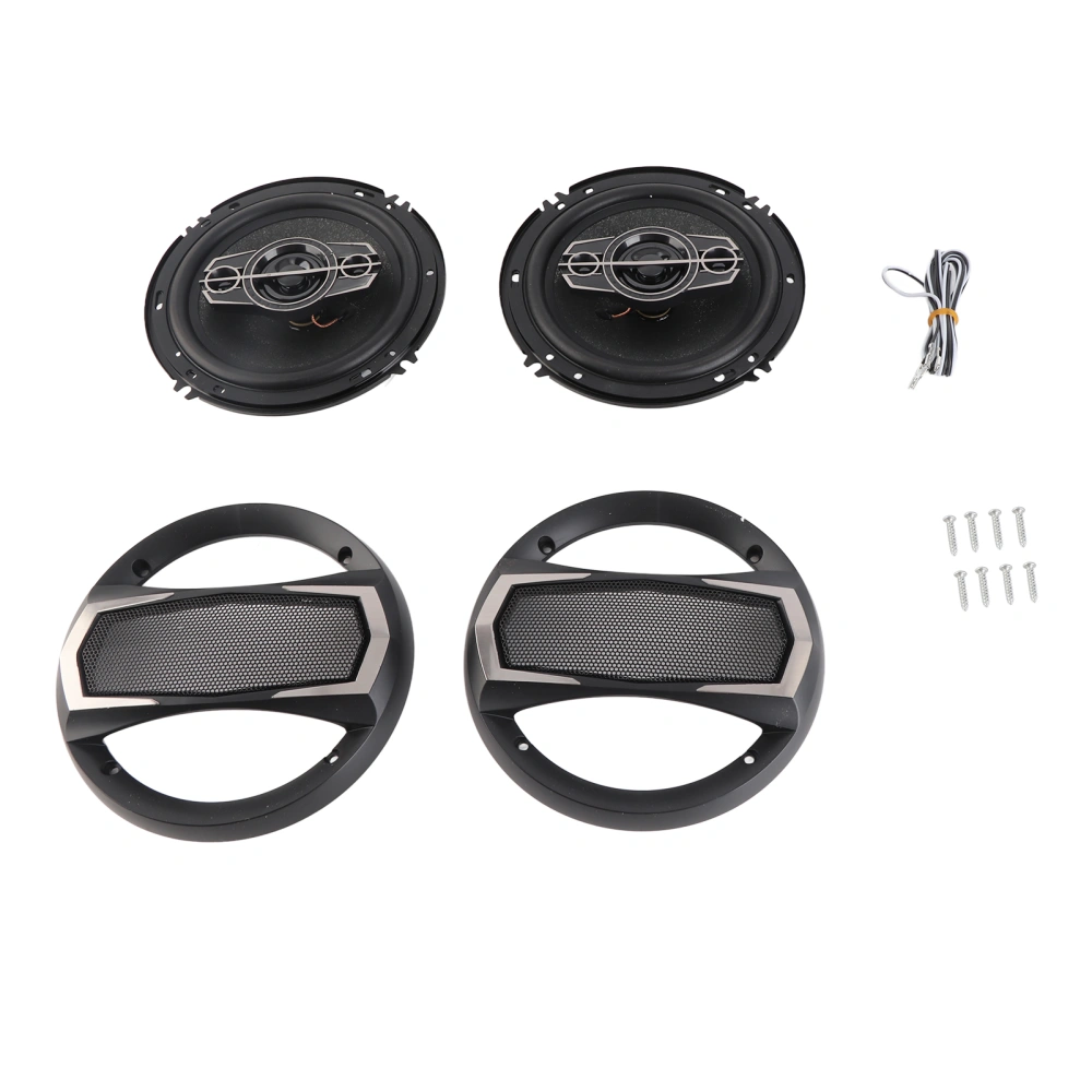 1pair Car Loudspeaker 6in Coaxial Speakers 600W Automobile Modified Speaker Black