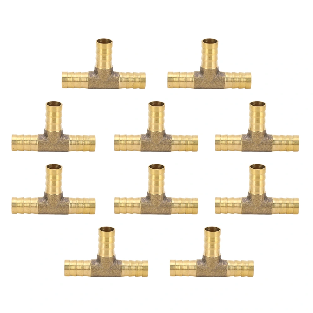 10Pcs Tee T Adapter Fitting 3/8 Inch Perfect Sealing Brass Rustproof Hose Fitting Tee for Turbo Oil Feed