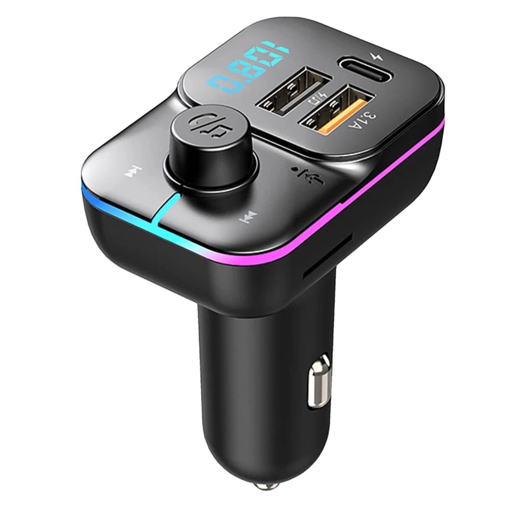 Car Bluetooth MP3 Player Colorful Light USB Charger Multifunctional Audio Handfree FM Transmitter