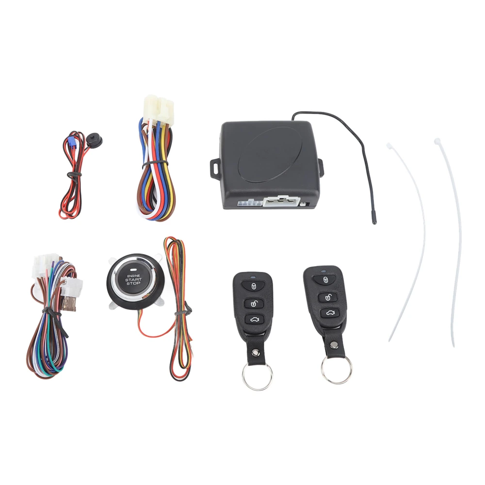 DC12V Keyless Entry Car Alarm System with Remote Engine Starter and Push to Start Iginition Button Without Bluetooth