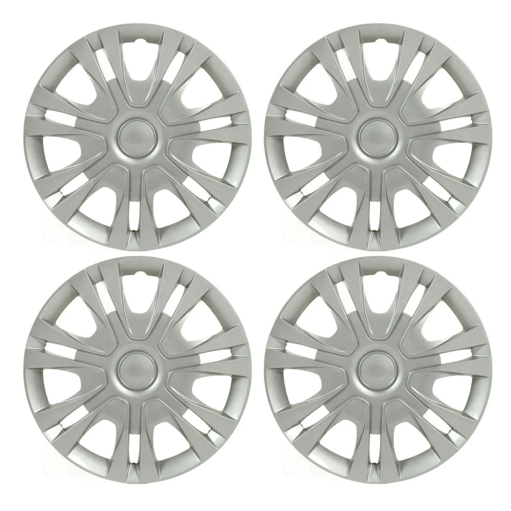 4PCS 14in Wheel Hubcaps Silver Sporty Fashionable Universal Fit Wheel Rim Cover for Most Cars