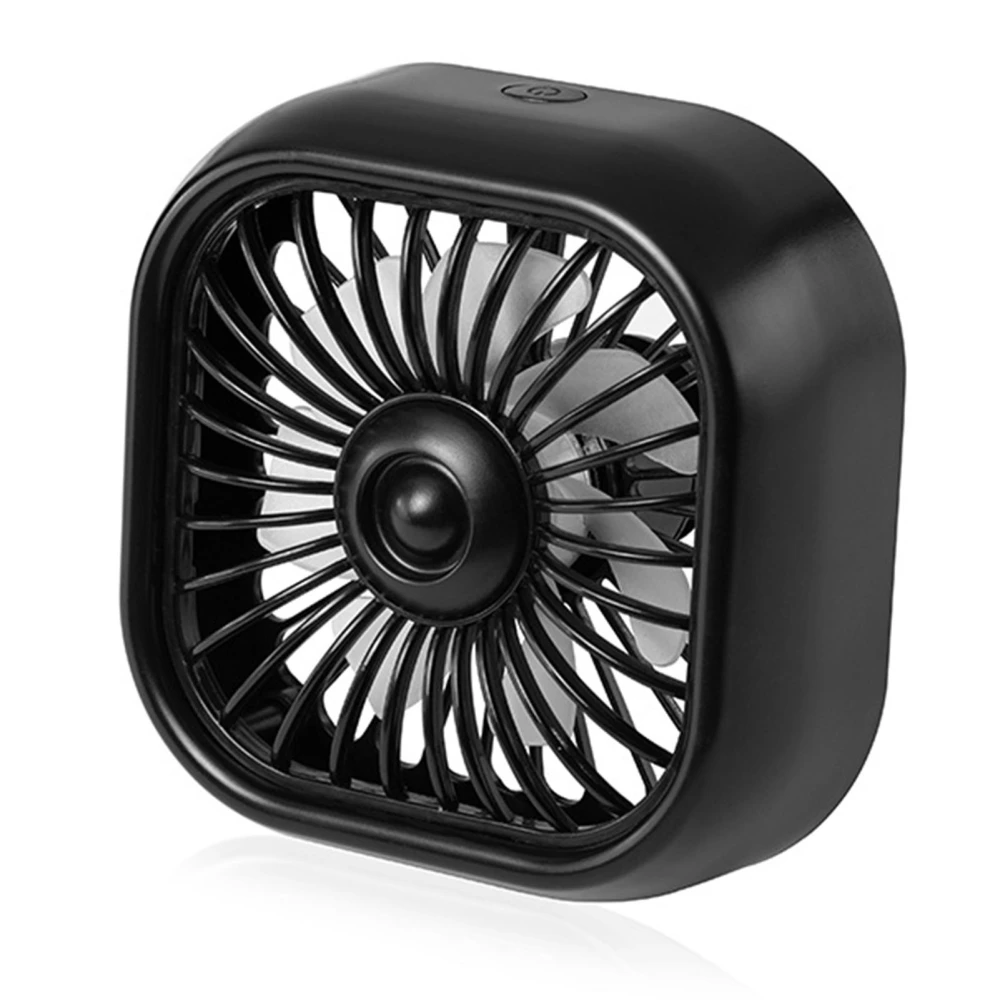 Car Air Vent Mount Fan Colorful Light 3 Wind Speed Low Noise USB Cooling Fan for Vehicles Black