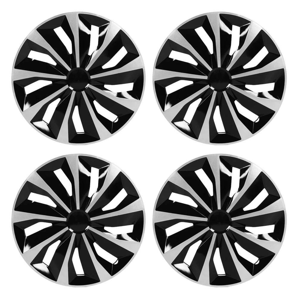 Hubcap Universal 14 Inch Hubcap Wheel Covers Set Of 4 Fits for Most Cars Black and Silver