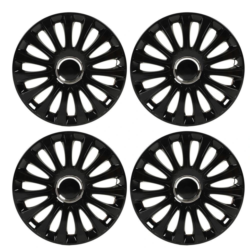 4PCS 14in Wheel Hubcap Black High End Cool Sporty Wheel Rim Cover Trim Universal Fit for Most Cars