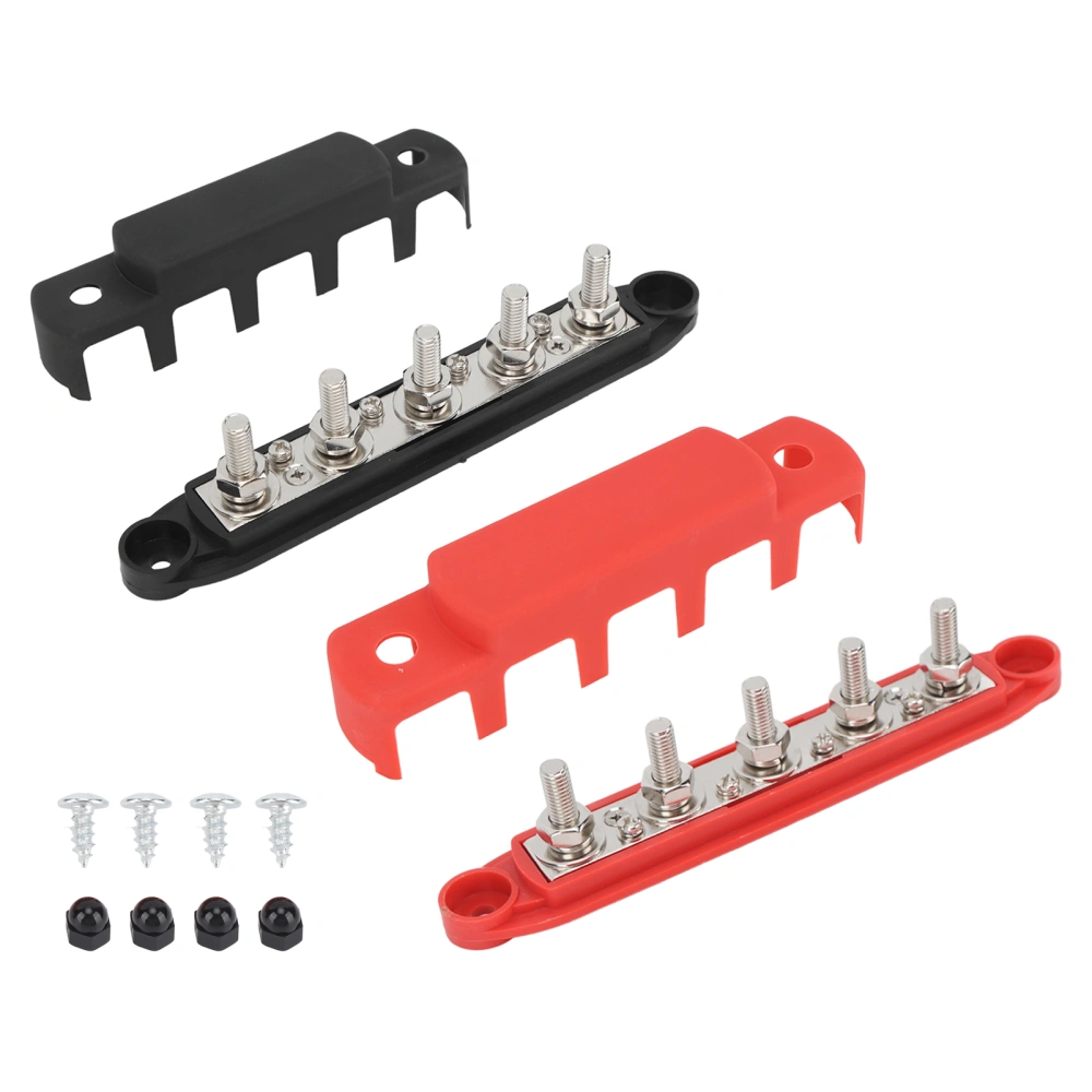1Pair M8 High Current Wiring Stud Black Red Excellent Conductivity Flame Retardant Power Distribution Block Fit for Cars Boats