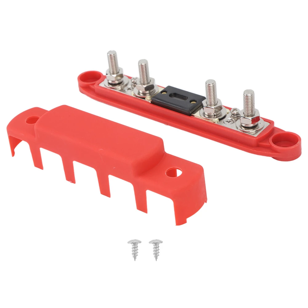 DC12V‑48V 300A Power Distribution Block M8 4 Stud Bus Bar for Cars RVs Ships Marine Red