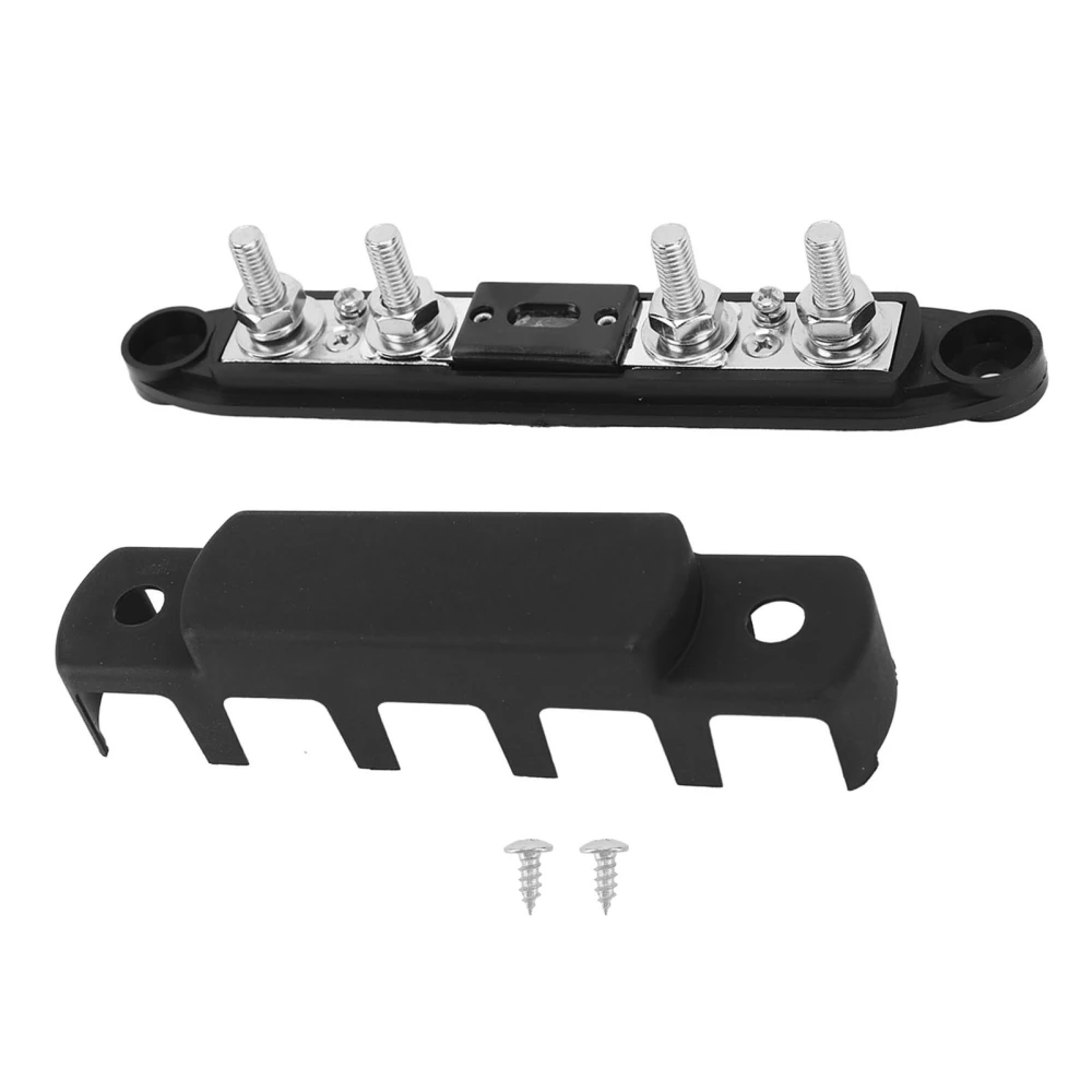 DC12V‑48V 300A Power Distribution Block M8 4 Stud Bus Bar for Cars RVs Ships Marine Black