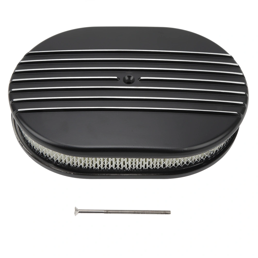 12in Air Cleaner Filter Oval Half Finned Engine Air Cleaner Replacement for Ford Black