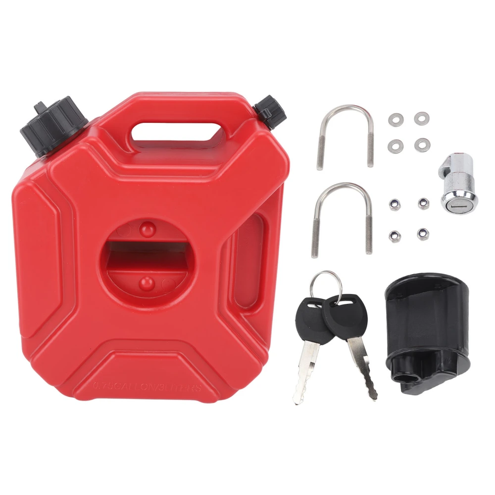 3L 0.75 Gallon Fuel Tank Shockproof Easy Carry Universal for Motorcycle Off Road Vehicles SUV ATV with Bracket