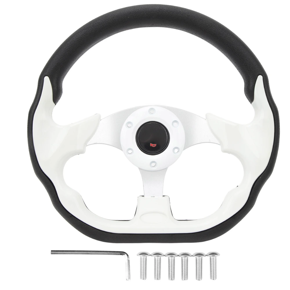 12.5 Inch Golf Cart Steering Wheel Universal 6 Holes Steering Wheel Replacement for E‑Z‑GO TXT &amp; RXV White