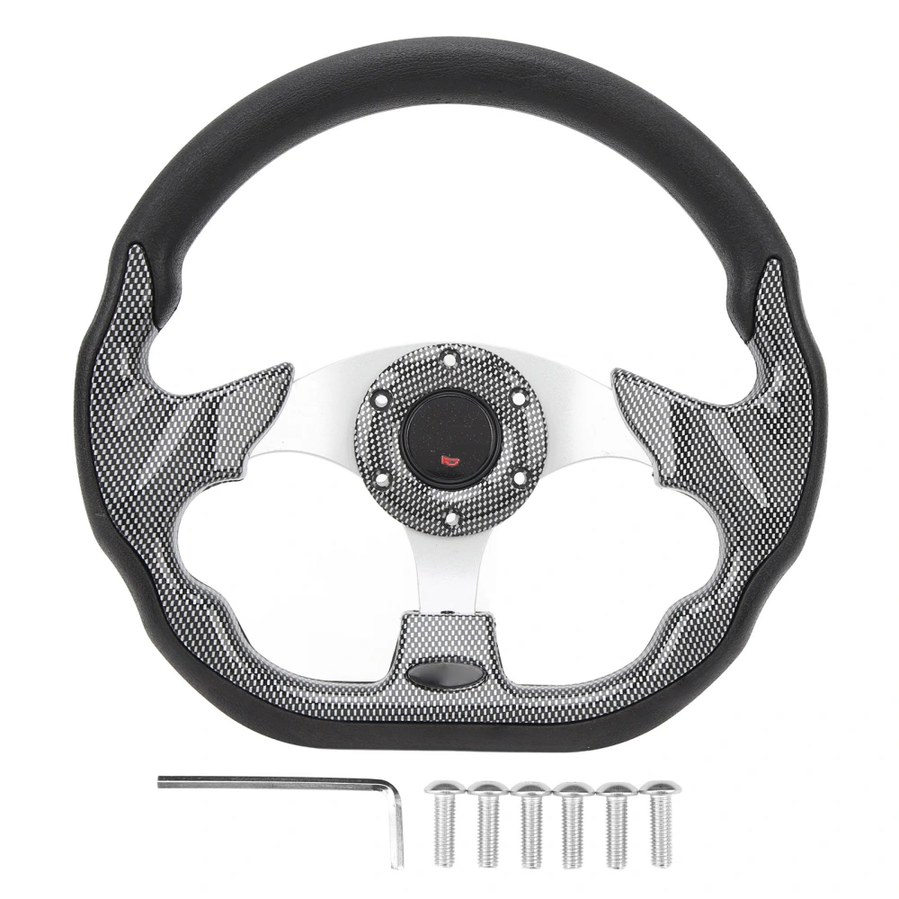 12.5 Inch Golf Cart Steering Wheel Universal 6 Holes Steering Wheel Replacement for E‑Z‑GO TXT &amp; RXV Carbon Fiber Pattern