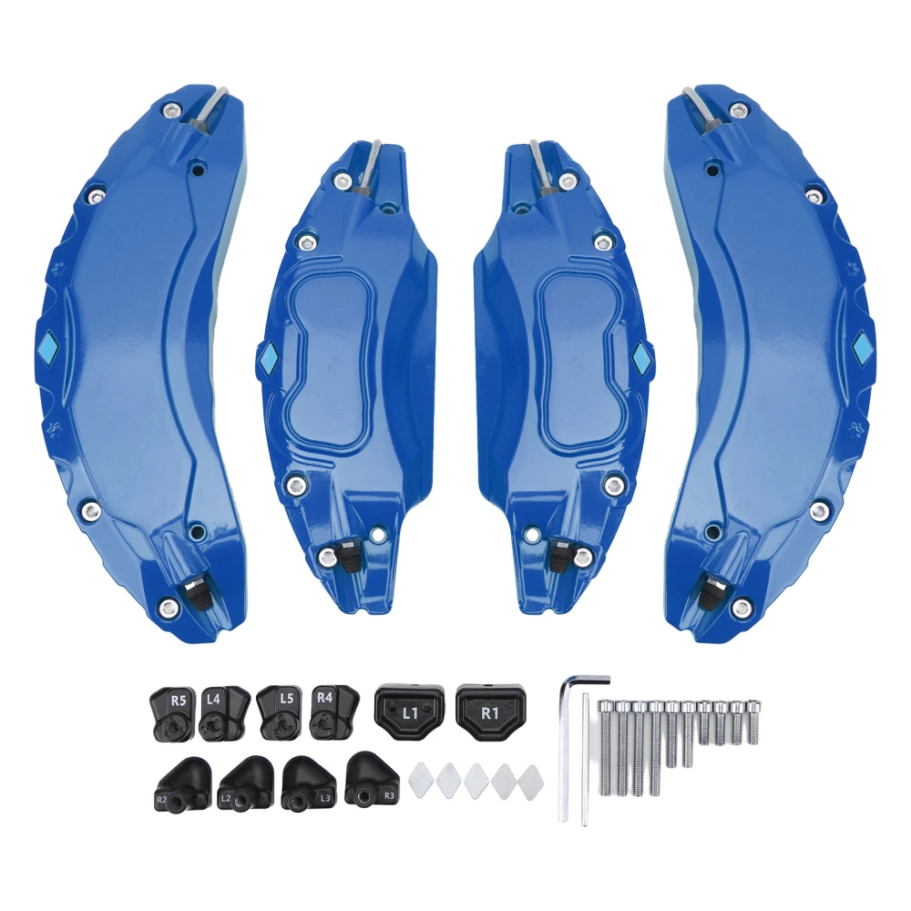 4 Pcs 18in 19in Wheel Hub Caliper Covers Aluminium Alloy Disc Brake Caliper Guard Protector Cover Replacement for Tesla Model 3 Blue